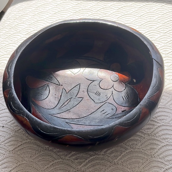 🤎 Vintage Wood Floral Catch-all Bowl - Picture 2 of 8